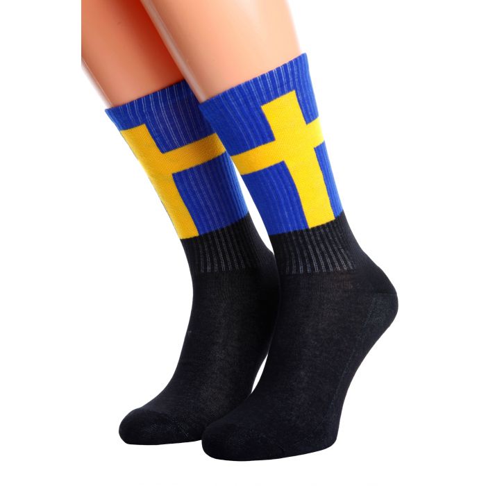 Adult USA Swedish Flag Athletic Crew Socks