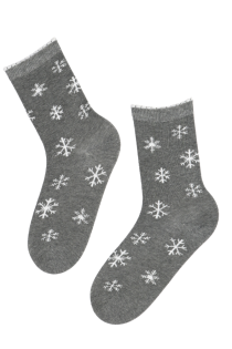 ITI grey socks with snowflakes for women | BestSockDrawer.com