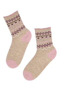 ITI beige socks for women with decorations | BestSockDrawer.com