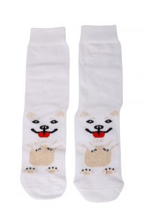 PUPPY white cotton socks for dog lovers | BestSockDrawer.com
