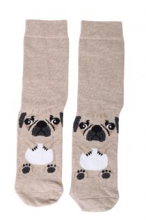 PUPPY beige cotton socks for dog lovers | BestSockDrawer.com