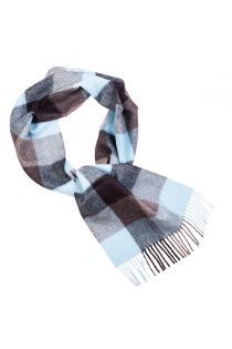 Alpaca wool turquoise blue checked scarf | BestSockDrawer.com