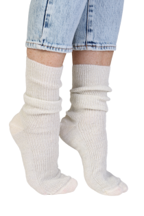 ALPACA WOOL white glittering socks | BestSockDrawer.com