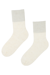ALPACA WOOL white socks with a glittery edge | BestSockDrawer.com