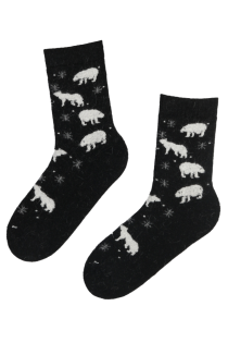 ARCTIC black wool socks with bears | BestSockDrawer.com
