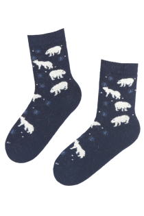 ARCTIC blue wool socks with bears | BestSockDrawer.com