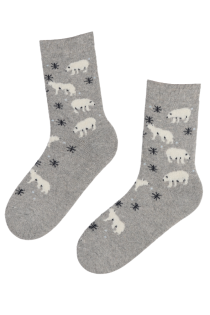ARCTIC grey wool socks with bears | BestSockDrawer.com