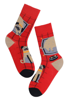 AXEL red socks with pugs for men | BestSockDrawer.com