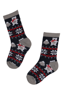 BABYBEAR blue socks with a Christmas pattern for kids | BestSockDrawer.com