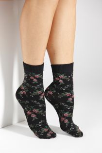 BARI 60DEN socks with red roses | BestSockDrawer.com