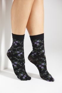 BARI 60DEN socks with lilac roses | BestSockDrawer.com