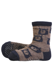 BEAR WOOL merino wool brown socks with bears for babies | BestSockDrawer.com