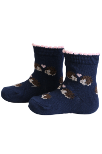 BEBE dark blue socks with hedgehogs for babies | BestSockDrawer.com