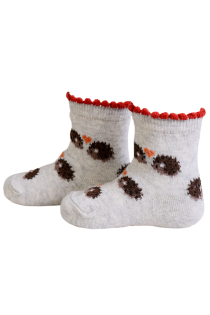 BEBE light grey socks with hedgehogs for babies | BestSockDrawer.com