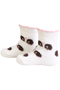 BEBE white socks with hedgehogs for babies | BestSockDrawer.com