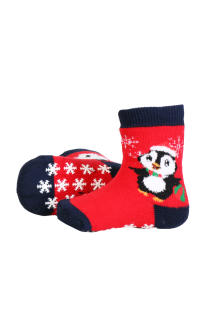MARLEY socks with penguins and anti-slip soles for babies | BestSockDrawer.com