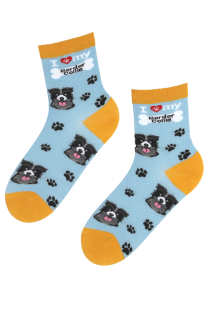 BESTDOG light blue cotton socks with dogs | BestSockDrawer.com