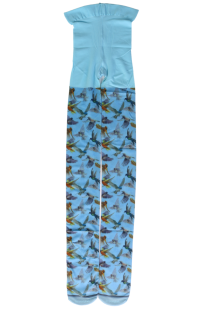 BIRDY blue tights with birds | BestSockDrawer.com