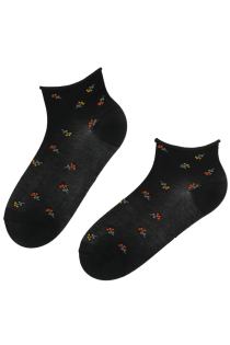 BLAIR black low-cut socks with flowers | BestSockDrawer.com