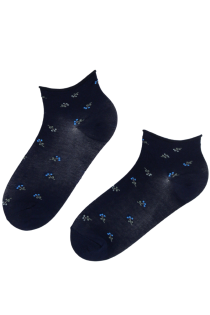 BLAIR dark blue low-cut socks with flowers | BestSockDrawer.com