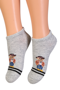 BO gray socks with bears for kids | BestSockDrawer.com