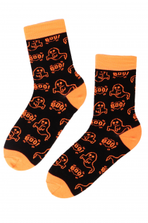 BOO cotton halloween socks with ghosts | BestSockDrawer.com