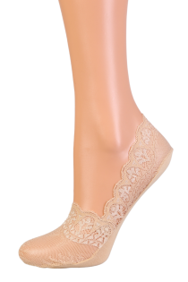BRIGITTE beige lace footies for women | BestSockDrawer.com