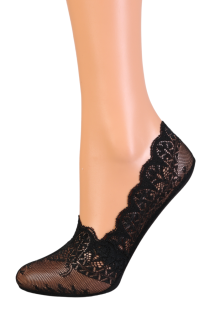 BRIGITTE black lace footies for women | BestSockDrawer.com