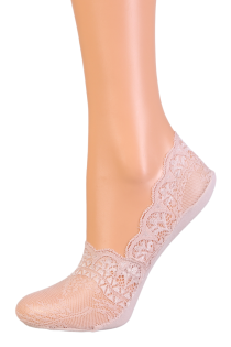 BRIGITTE pink lace footies for women | BestSockDrawer.com