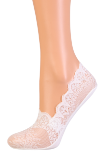 BRIGITTE white lace footies for women | BestSockDrawer.com
