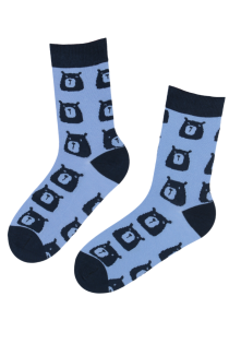 BROWN BEAR blue cotton socks with bears | BestSockDrawer.com