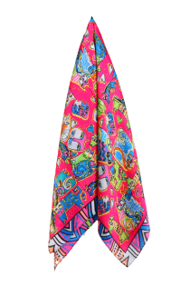 CARRARA pink shawl with colorful cats | BestSockDrawer.com