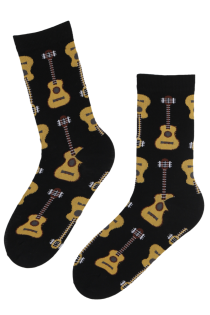 CHITARA black cotton socks with guitars | BestSockDrawer.com