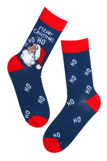 DECEMBER blue cotton socks with Santa Claus | BestSockDrawer.com