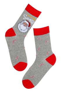 DECEMBER gray cotton socks with Santa Claus | BestSockDrawer.com
