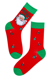 DECEMBER red cotton socks with Santa Claus | BestSockDrawer.com