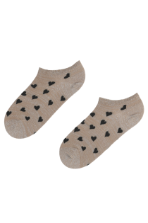 PIIA beige low-cut cotton socks with hearts | BestSockDrawer.com