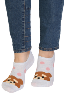 DOTTIE light blue low-cut socks with a bear | BestSockDrawer.com