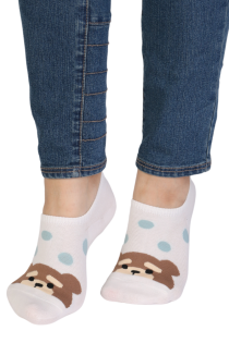 DOTTIE white low-cut socks with a bear | BestSockDrawer.com