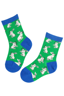 EASTER green cotton socks with bunnies for kids | BestSockDrawer.com