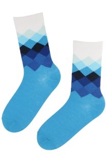 ELIAS blue diamond pattern cotton socks for men | BestSockDrawer.com