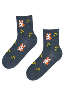 BUBBA blue cotton socks with dogs | BestSockDrawer.com