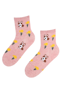BUBBA pink cotton socks with dogs | BestSockDrawer.com