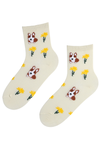 BUBBA white cotton socks with dogs | BestSockDrawer.com