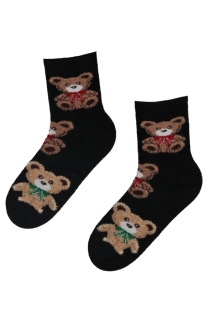 FLUFFY black warm socks with bears | BestSockDrawer.com
