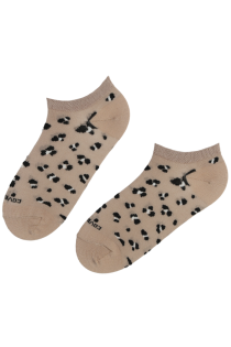 FREYA beige low-cut socks with leopard print | BestSockDrawer.com