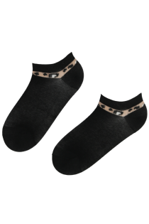 FREYA black low-cut socks with a beige edge | BestSockDrawer.com