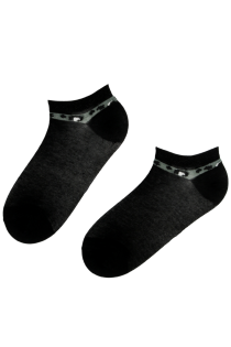 FREYA black low-cut socks with a green edge | BestSockDrawer.com