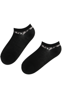 FREYA black low-cut socks with a grey edge | BestSockDrawer.com
