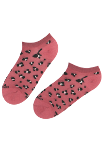 FREYA pink low-cut socks with a leopard print | BestSockDrawer.com